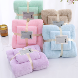 High density coral fleece towel set